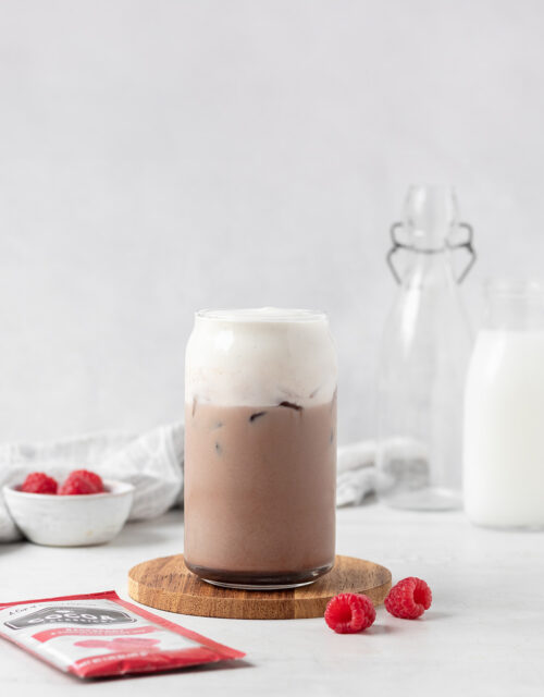 Raspberry Iced Cocoa with Vanilla Bean Cold Foam